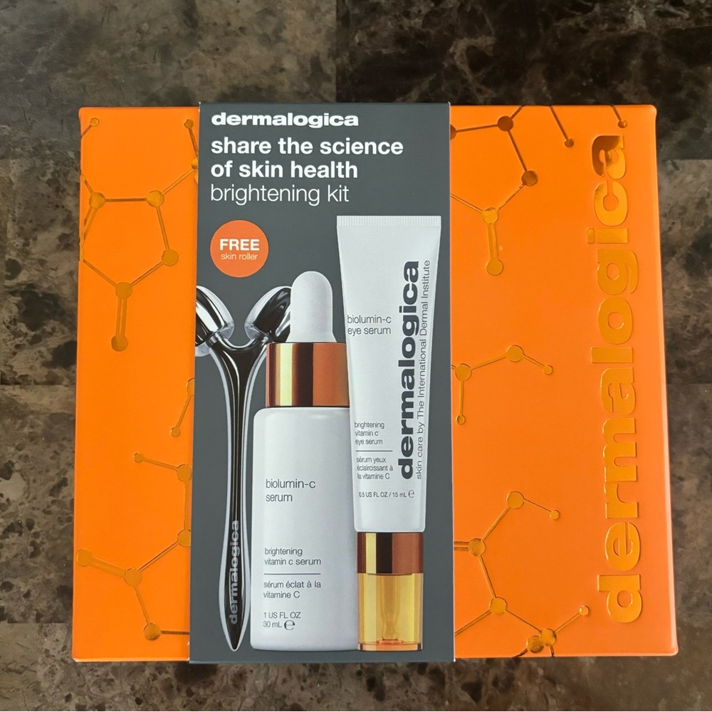 Dermalogica Brightening Kit Serum 1 fl oz Eye Serum 0.5 fl oz Skin Roller NEW
